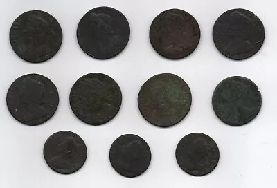 George 2nd 8 Halfpennies & 3 Farthings • £2