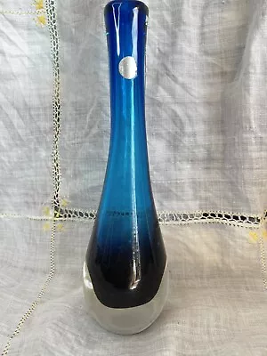 Gorgeous Vintage Murano Cobalt Blue Heavy Base Bud Vase -  Art Glass • $39