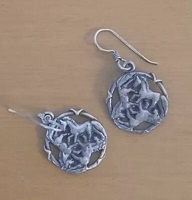 Celtic Horse Earrings Sterling Silver - Equestrian Earrings  • $22