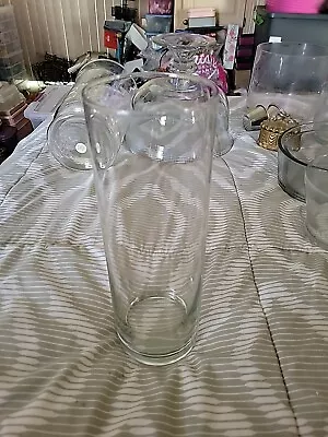 Mid Century Clear Glass Vase 10   Round EXCELLENT • $27.49