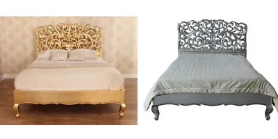£1295 • Buy French Style Mahogany La Rochelle Rococo Bed Silver Or Gold Leaf Finish B098S/G