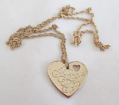 Vintage Gold  I Love You Mother  Pendant On Gold Chain Link 18  Necklace P91 • $11.99