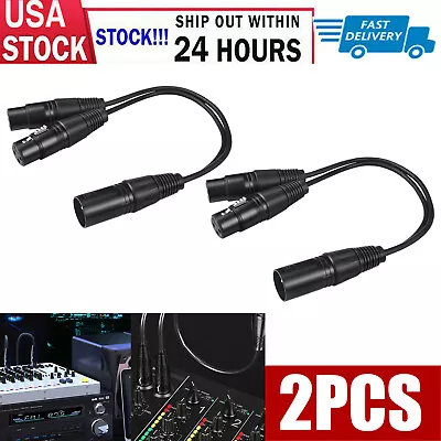 2Pack XLR Male Plug To Dual 2 Female Y Splitter Mic Cable Adaptor 16 AWG 3-Pin • $13.99