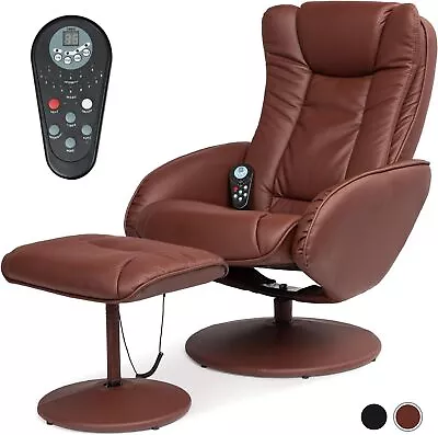 Leather Electric Massage Recliner W/Stool Footrest Ottoman Remote Control • $264.49