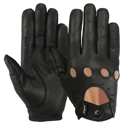 Driving Gloves Car Motorcycle Bikers Genuine Leather Police Drivers Glove Black • $16.99