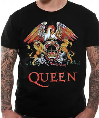 QUEEN T Shirt Official Classic Crest Freddie Mercury Black New S - 5XL All Sizes • $18.88