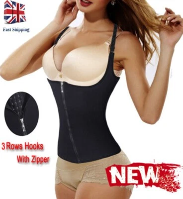 £6.14 • Buy Sweat Sauna Vest Body Shaper Zip Waist Trainer Women Vest After Pregnancy Corset