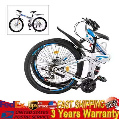  26  Folding Mountain Bike 21 Speed Men Bikes MTB Bicycle School Dual Disc Brake • $180.50