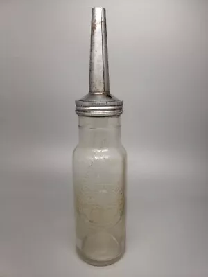 Vintage STANDARD OIL Embossed QT Glass Bottle & Spout Indiana Service • $80