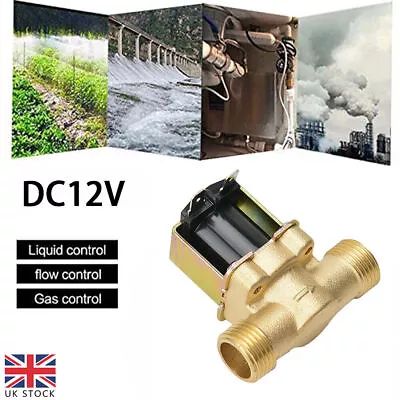 Brass Electric Solenoid Valve Switch Water Gas Air DC12V 1/2  Normally Closed UK • £7.25