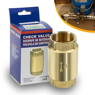 In-Line Check Valve 1 1/4  Brass Female Pipe Thread For Most Pumps • $18.99