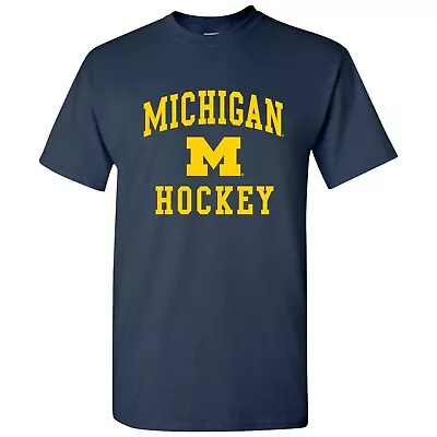 University Of Michigan Wolverines Arch Logo Hockey T Shirt - Navy • $23.99