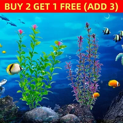 Artificial Fake Plastic Water Grass Plants Decoration For Aquarium Fish Tank • £3.29