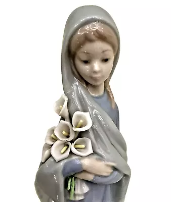 Vtg Lladro Figurine Girl With Calla Lilies Flowers 4650 Glossy Porcelain Spain • $59