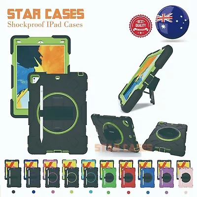 For IPad 5 6 7 8 9 10 Pro 11 12.9 Heavy Duty Stand Rugged Case Kids Cover Strap • $35.99