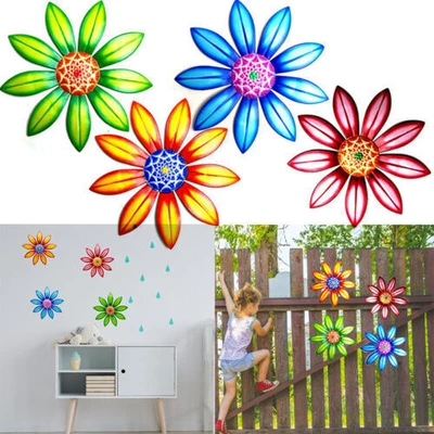 £11.99 • Buy 4X Home Fence Ornament Metal Flower Garden Decoration Wall Art Hanging Sculpture