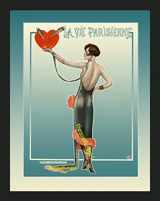 1925 Art Deco FLAPPER W/ HEART 8x10 Vintage La Vie Parisienne Leonnec Art Print • $14.99