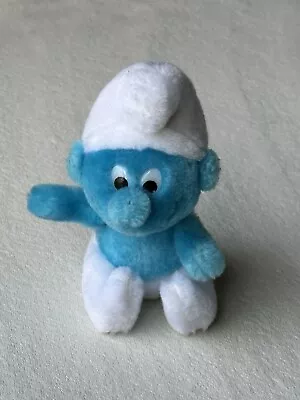 Vintage 1980 Peyo Wallace & Berrie Smurf 8  Blue Stuffed Plush Toy Sitting • $5