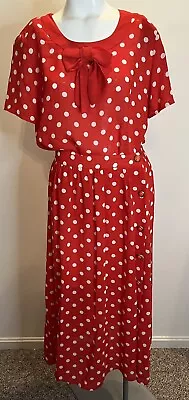 Vintage CHAUS Red Polka Dot Skirt Set 6/8 Mad Men Office Wear Secretary • $24