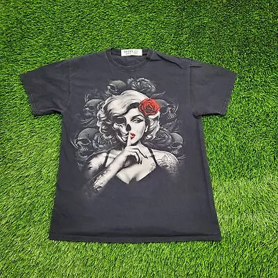 Glamour Marilyn-Monroe Edgy Tattoo Artwork Shirt Small-Short 18x25 Dark Portrait • $11.99