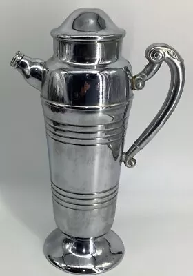 Vintage Art Deco MCM Nasco Chrome Footed Bar Martini Pitcher Cocktail Shaker • $46