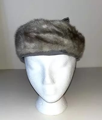 VINTAGE 50s 60s AMROSE NEW YORK SILVER FOX FUR BERET PILLBOX HAT WOMEN'S OS • $19.99