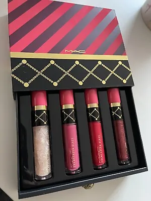 Bnib New Mac Nutcracker Sweet Red Lip Gloss Kit 4 So Cute Gift Cremesheen Gloss • £39.99