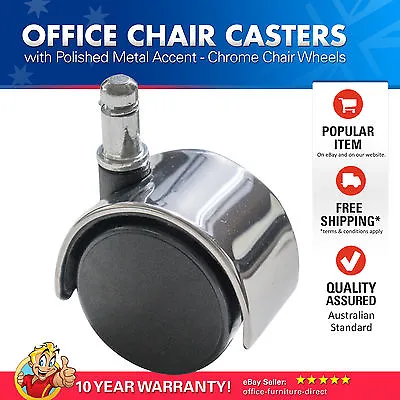 $29 • Buy Chrome Office Chair Casters 47.5mm Diameter Wheels Universal Rolling Caster X5