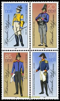 EBS East Germany DDR 1986 - Historic Postal Uniforms - Mi. 2997-3000 II - MNH** • $4