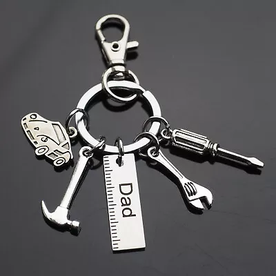 Dad Keychain Sports Car Tools Wrench Hammer Screwdriver Father's Day Clip Gift • $7.29