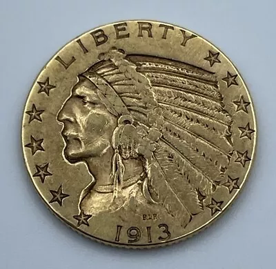 1913 Liberty Indian Head Half Eagle $5 Dollar Gold Coin • $550