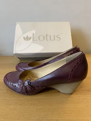 Lotus Lakeesh Leather  Wedge Shoes Flower Purple Mulberry. Size 7. Boxed • £19.99