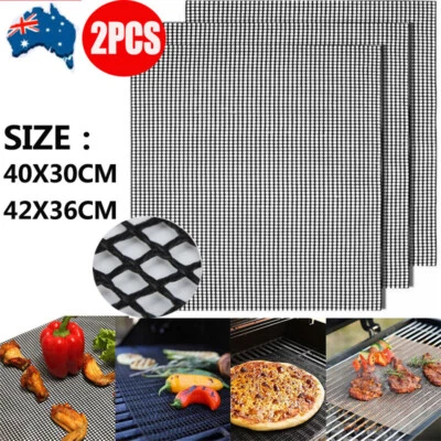 2PCS Mintiml Charcoal BBQ Grill Mesh Mat Non-Stick Cooking Barbecue Liner Sheet • $9.99