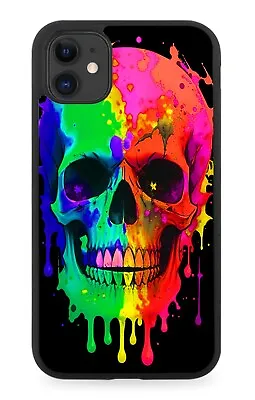 Colourful Dripping Skull Art Rubber Phone Case Skulls Multicolour Fun Unique DB4 • £15.90