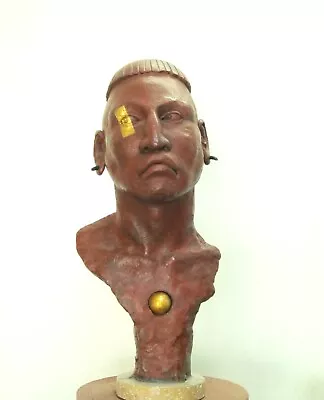 Ceramic Bust Sculpture Of Mayan Warrior Apocalypto 24  X 14  X 10  Unique 1/1 • $664