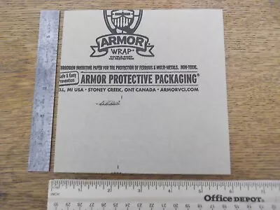 ARMOR VCI Paper 50 Sheets 6” X 6” 30 Lb. Weight  NEW Non-Corrosive Protectant • $4.99