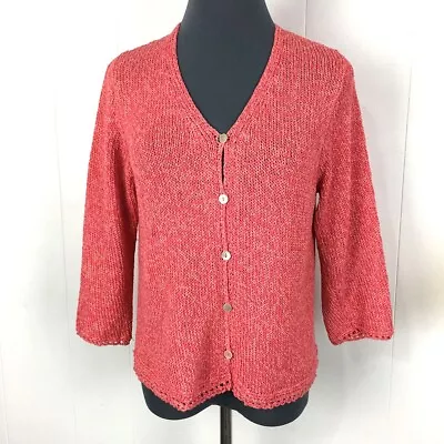 Sigrid Olsen Sweater Women PM Pink Cotton Blend Cardigan 36x20 • $13.47