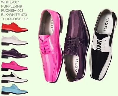 Mens Dress Shoes VIOTTI Satin Shiny Formal Oxford BIG SIZES New $59.99 Each  • $102.75