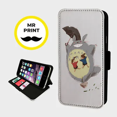 £9.77 • Buy TOTORO LAUGHING ANIME  - Faux Leather Phone Flip Cover - Fits IPhone & Samsung