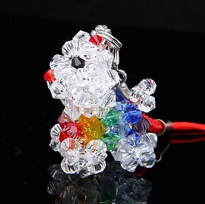 Rainbow Maltese Cell Phone Key Fob Purse Charm Made With Swarovski Crytals VCC18 • $13.99