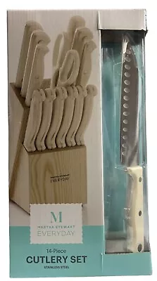 Martha Stewart 14 Piece Stainless Steel Cutlery Knife Set With Ash Wood Block • $41.99