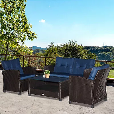 4-pc Outside Deck & Balcony Wicker Furniture Set W/ Seating & Coffee Table • $349.99