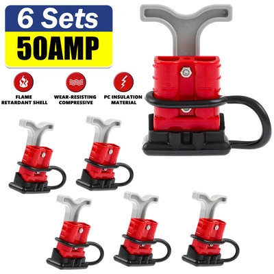 $25.99 • Buy 6Pcs Anderson Style Plug Connectors 50 AMP T Handle Dust Cap Cover Solar 6-10AWG