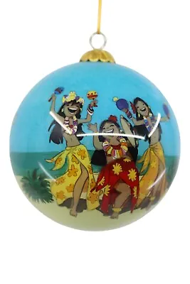 Hawaiian Christmas Ornament - Hand Painted Glass W Box - Dancing Hula Ladies • $16.26