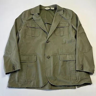 L.L. Bean Men's Safari Jacket Button Outdoor 4-Pocket Cotton Green Sz 46R • $42.25