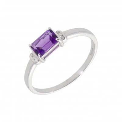 $232.44 • Buy New 9ct White Gold Amethyst & Diamond Dress Ring Size: N 9ct Gold For Her