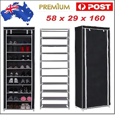 $39.99 • Buy Portable Shoe Rack Stackable Cabinet Storage Stand Wardrobe With Dustproof Cover