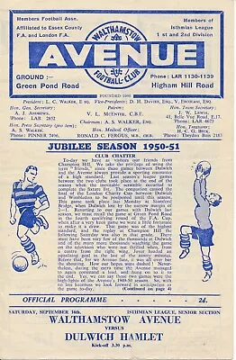 Walthamstow Avenue V Dulwich Hamlet (Isthmian League) 1950/1951 • £6.99