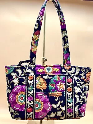 Vera Bradley Suzani Black Floral Double Handle Tote Shoulder Bag EUC • $16.98