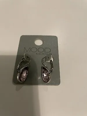 MOOD By JON RICHARD Silver Tone Earrings With Faux Amethyst Diamanté Teardrop • $7.39